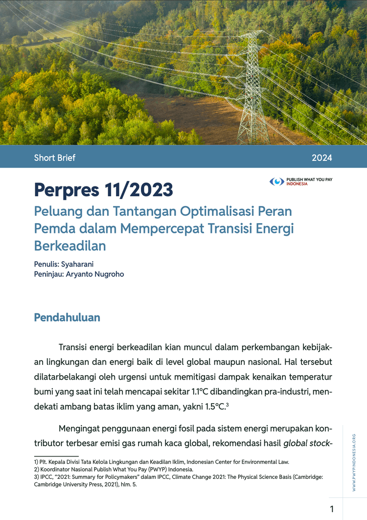 Perpres 11/2023: Peluang dan Tantangan Optimalisasi PeranPemda dalam Mempercepat Transisi Energi Ber
